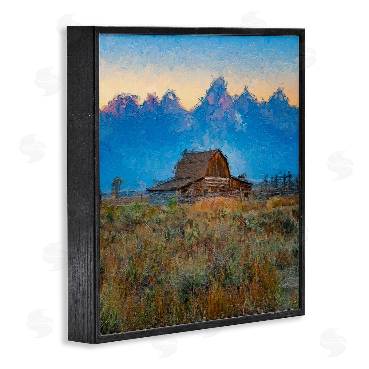Daniel Sproul Countryside Farm Pasture Barn Bold Blue Sunset Black Framed Glicee Wall Art Print