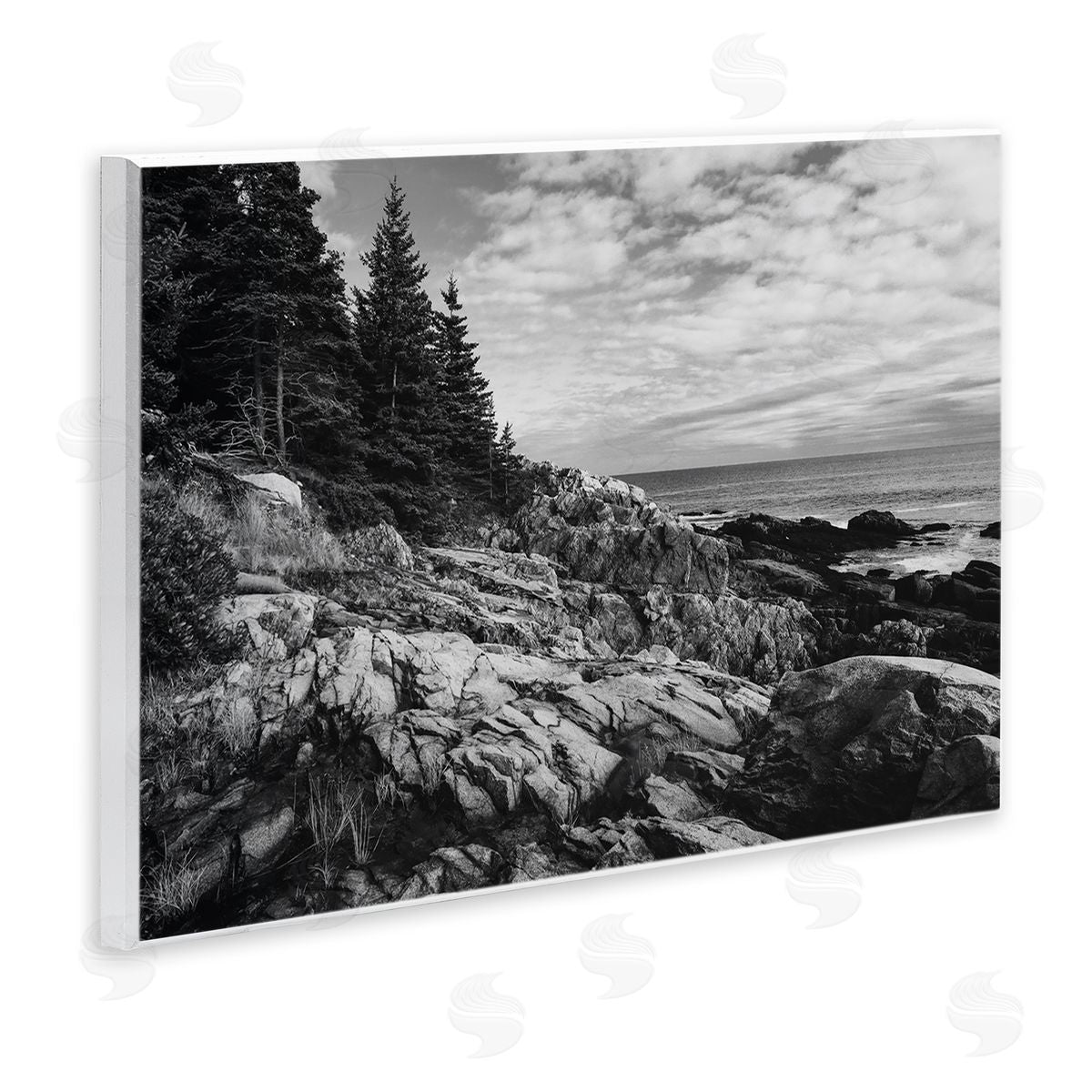 Daniel Sproul Rocky Ocean Water Cloudy Coast Monochrome Nature  Wall Plaque Art Print