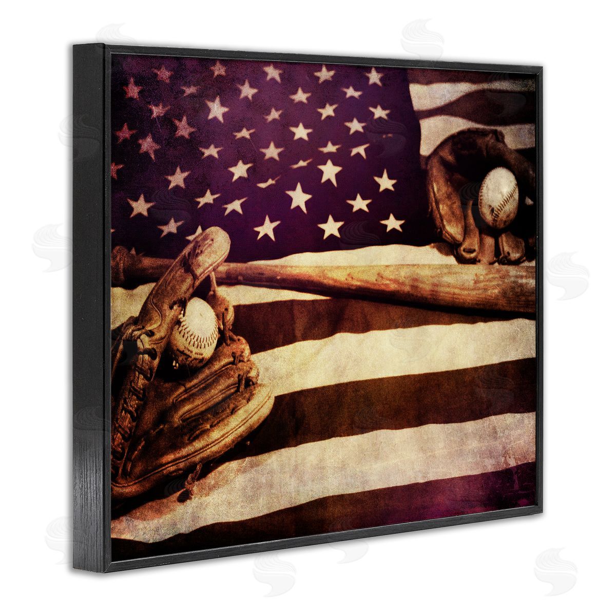 Daniel Sproul American Flag Stripes Stars Baseball Mitt Sports Black Framed Giclee Wall Art Print