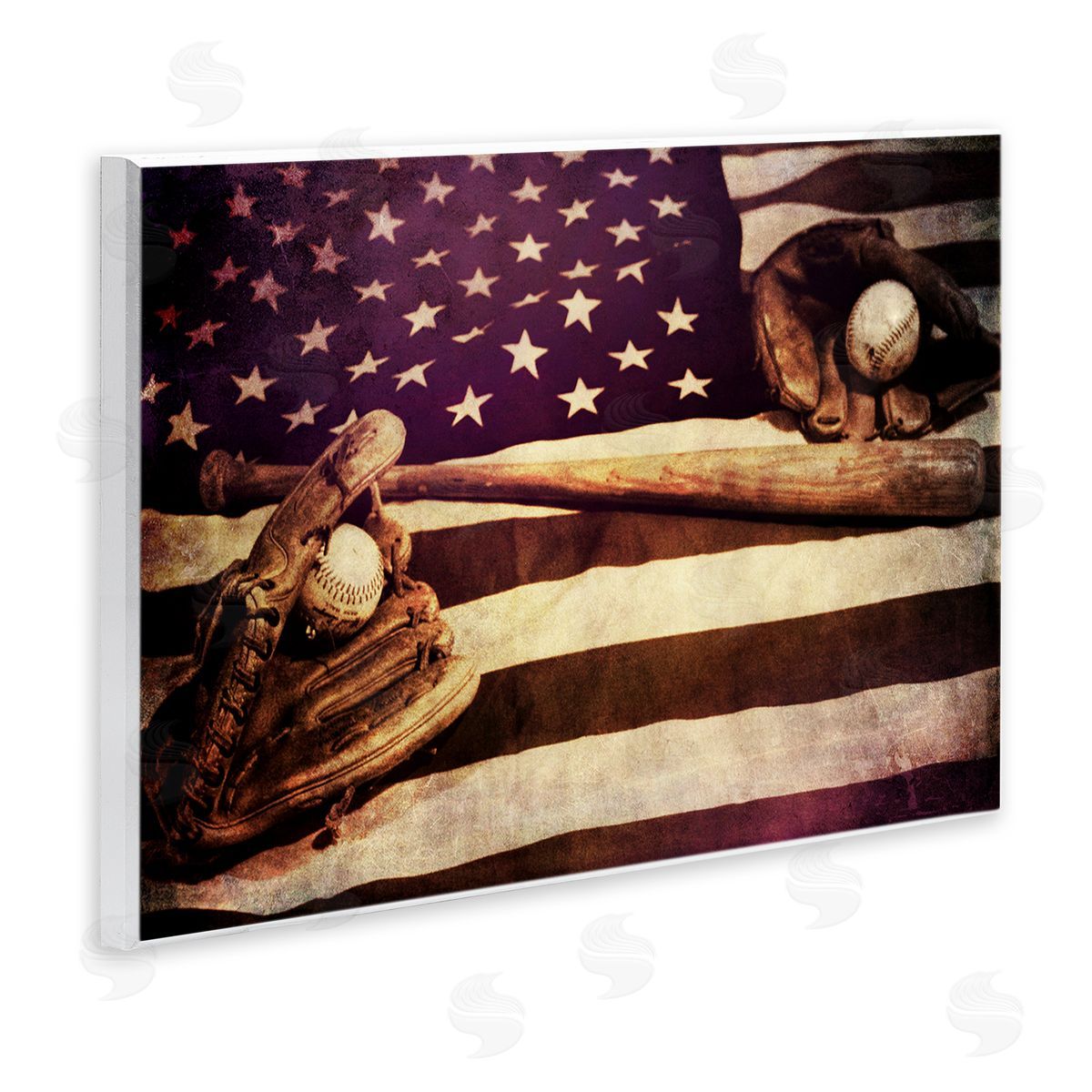 Daniel Sproul American Flag Stripes Stars Baseball Mitt Sports Wall Plaque Art Print