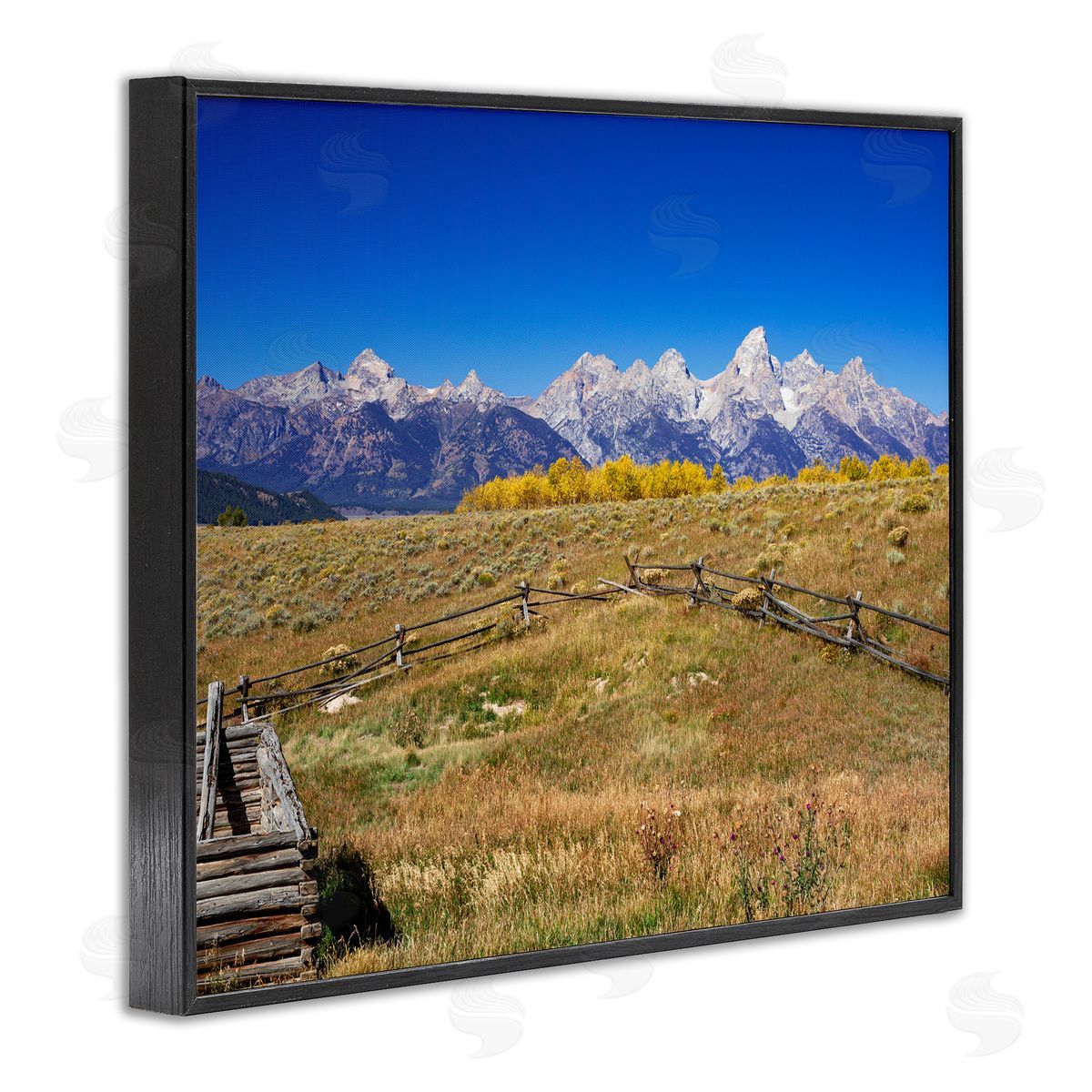 Daniel Sproul Panoramic Mountain Peaks Countryside Fence Grassland Field  Black Framed Giclee Wall Art Print