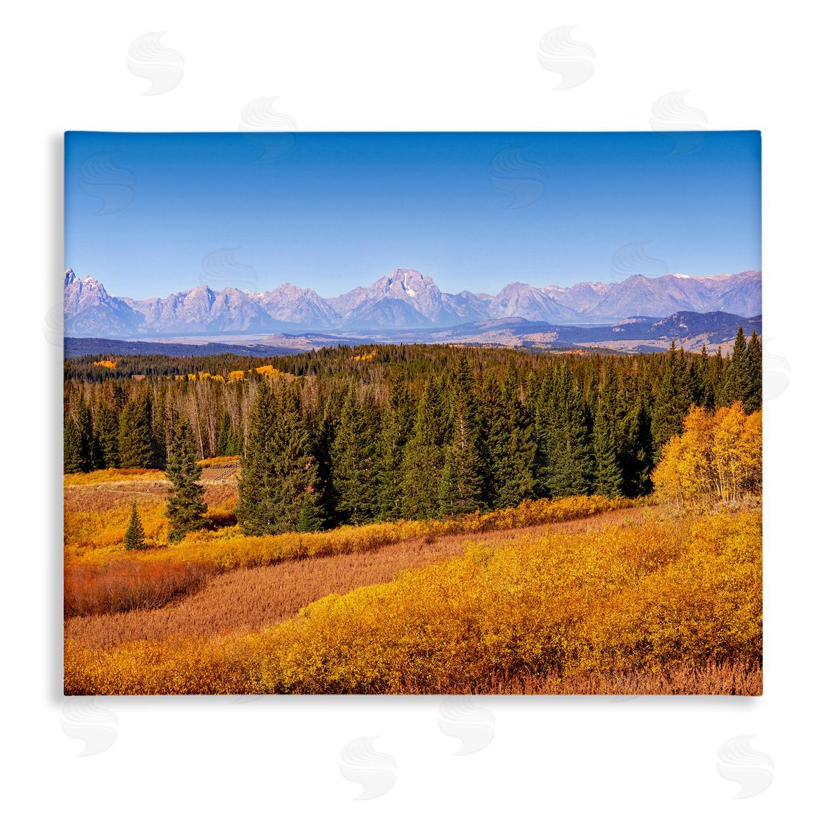Daniel Sproul Distant Mountains Woodland Fields Country Trees Scenery  Stretched Canvas Wall Art Print