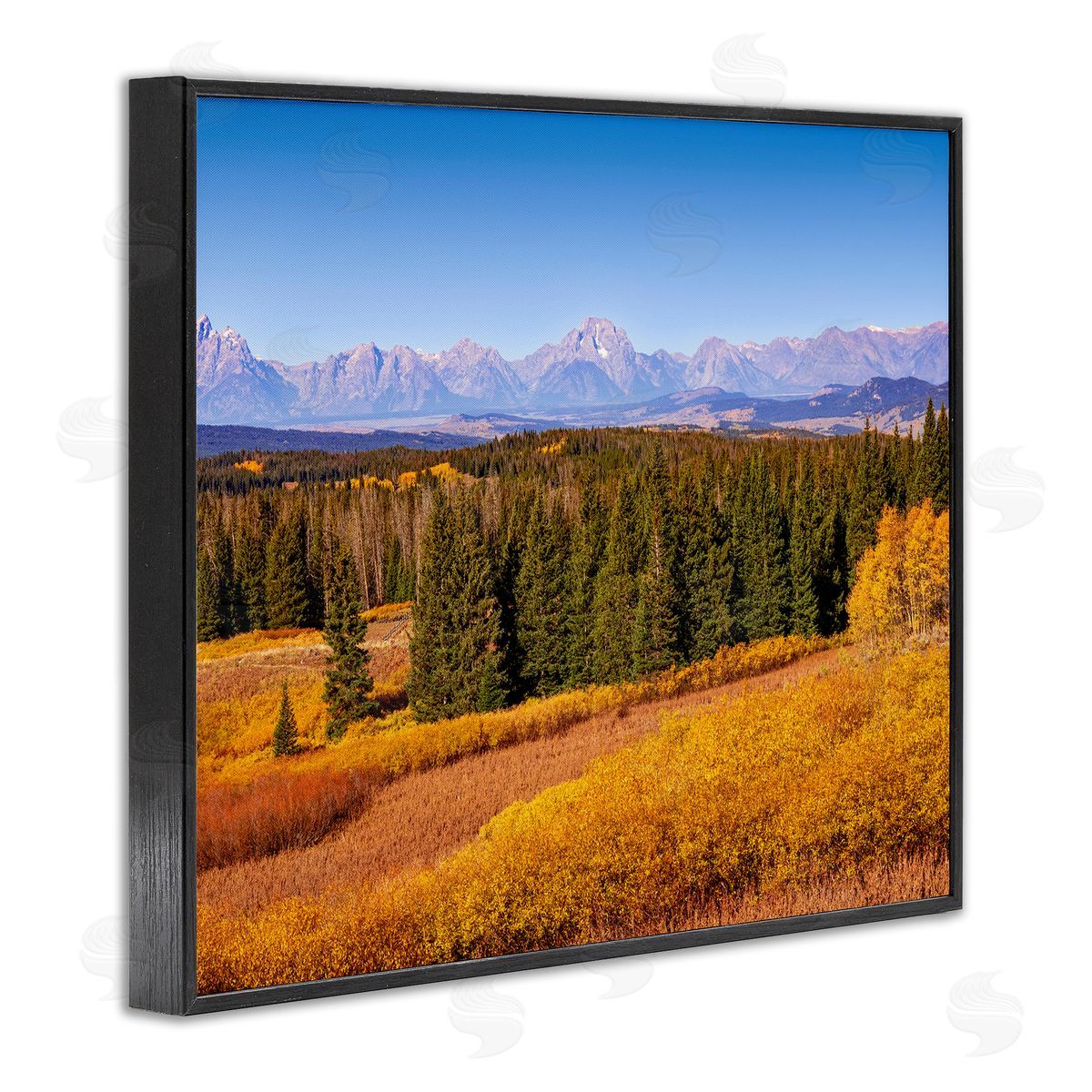 Daniel Sproul Distant Mountains Woodland Fields Country Trees Scenery  Black Framed Giclee Wall Art Print