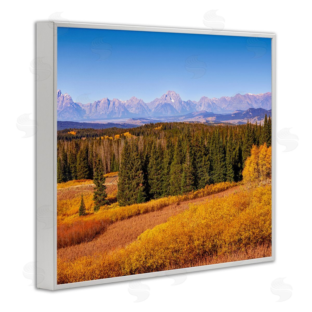 Daniel Sproul Distant Mountains Woodland Fields Country Trees Scenery  White Framed Giclee Wall Art Print