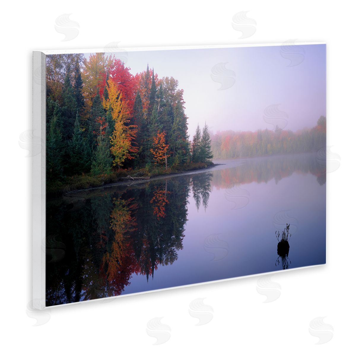 Jim Becia Quiet Lakeside Red Foliage Trees Water Reflection  Wall Plaque Art Print