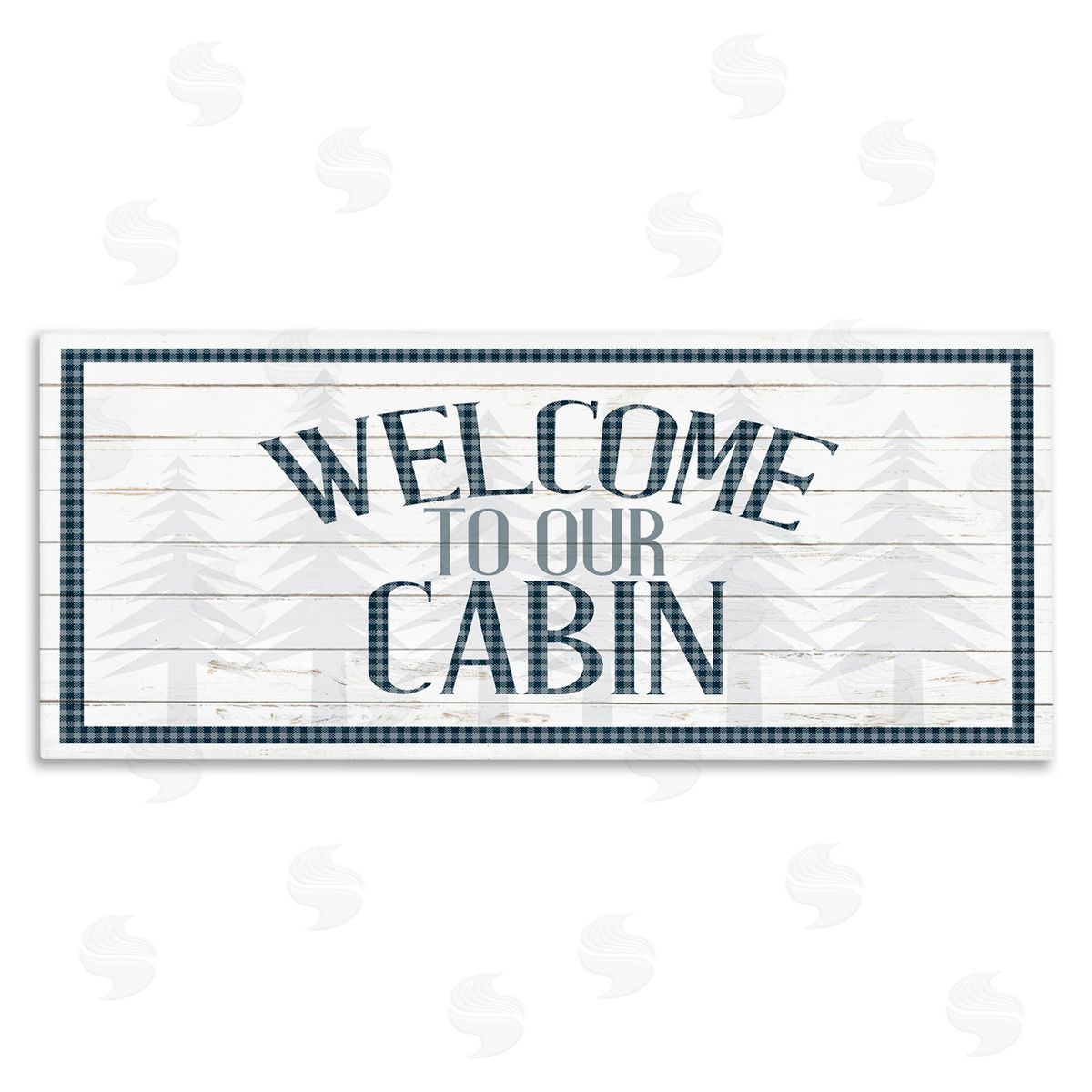 Kim Allen Welcome Cabin Phrase Tartan Pine Trees Motif