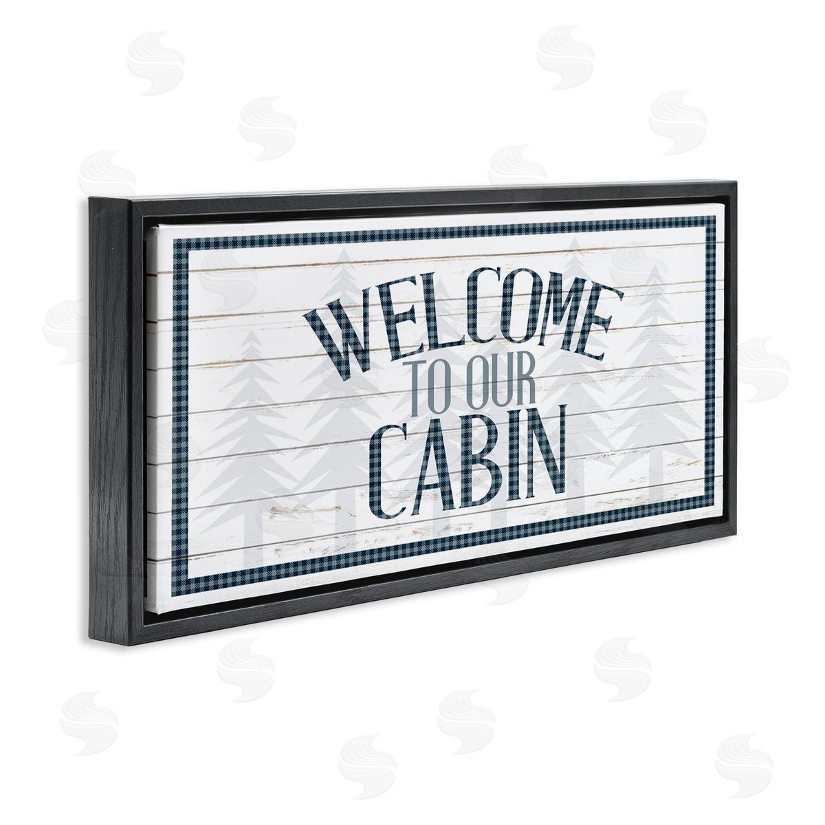 Kim Allen Welcome Cabin Phrase Tartan Pine Trees Motif