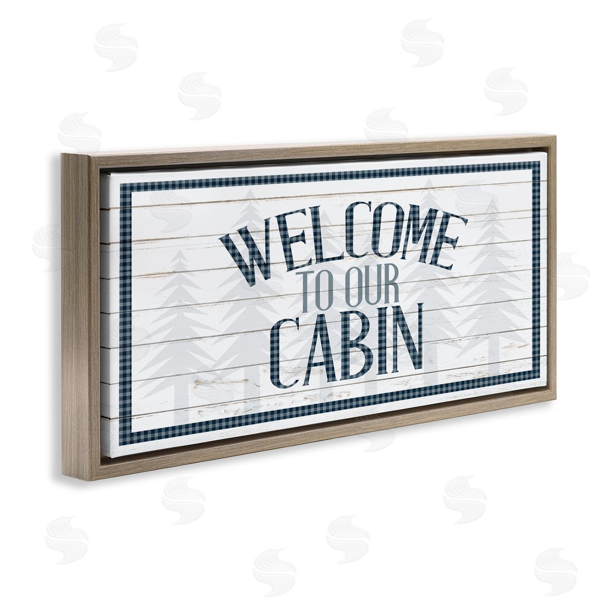 Kim Allen Welcome Cabin Phrase Tartan Pine Trees Motif
