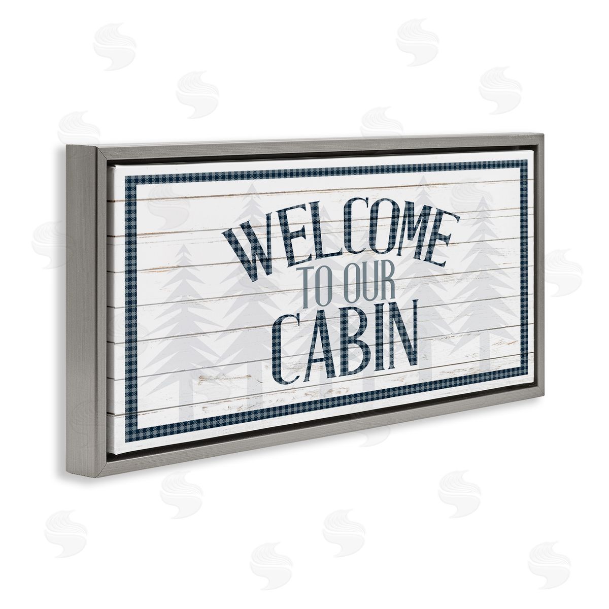 Kim Allen Welcome Cabin Phrase Tartan Pine Trees Motif