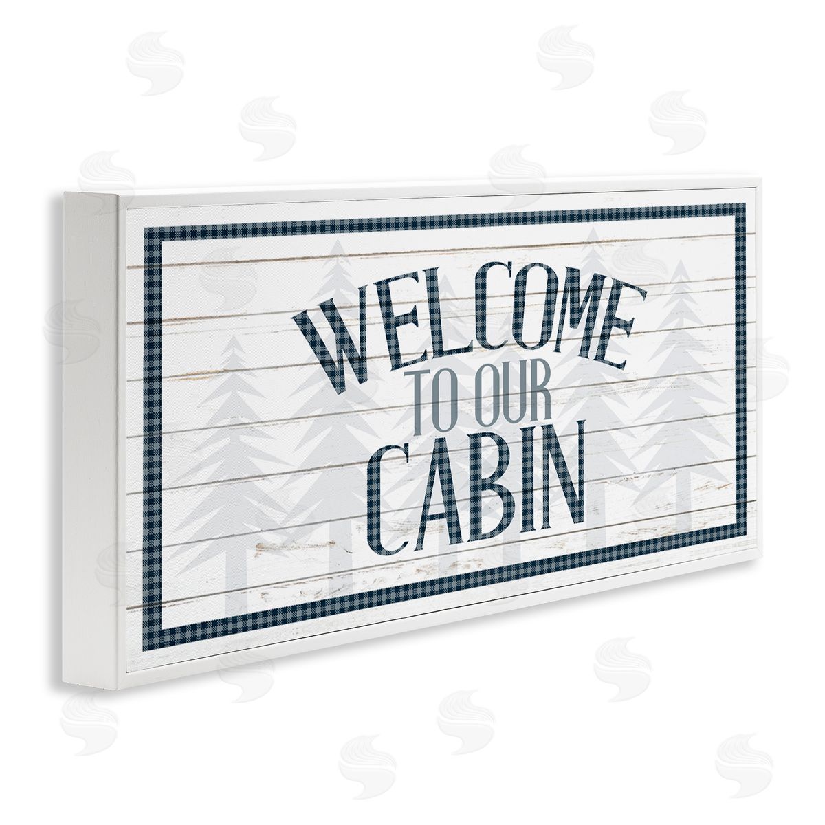 Kim Allen Welcome Cabin Phrase Tartan Pine Trees Motif