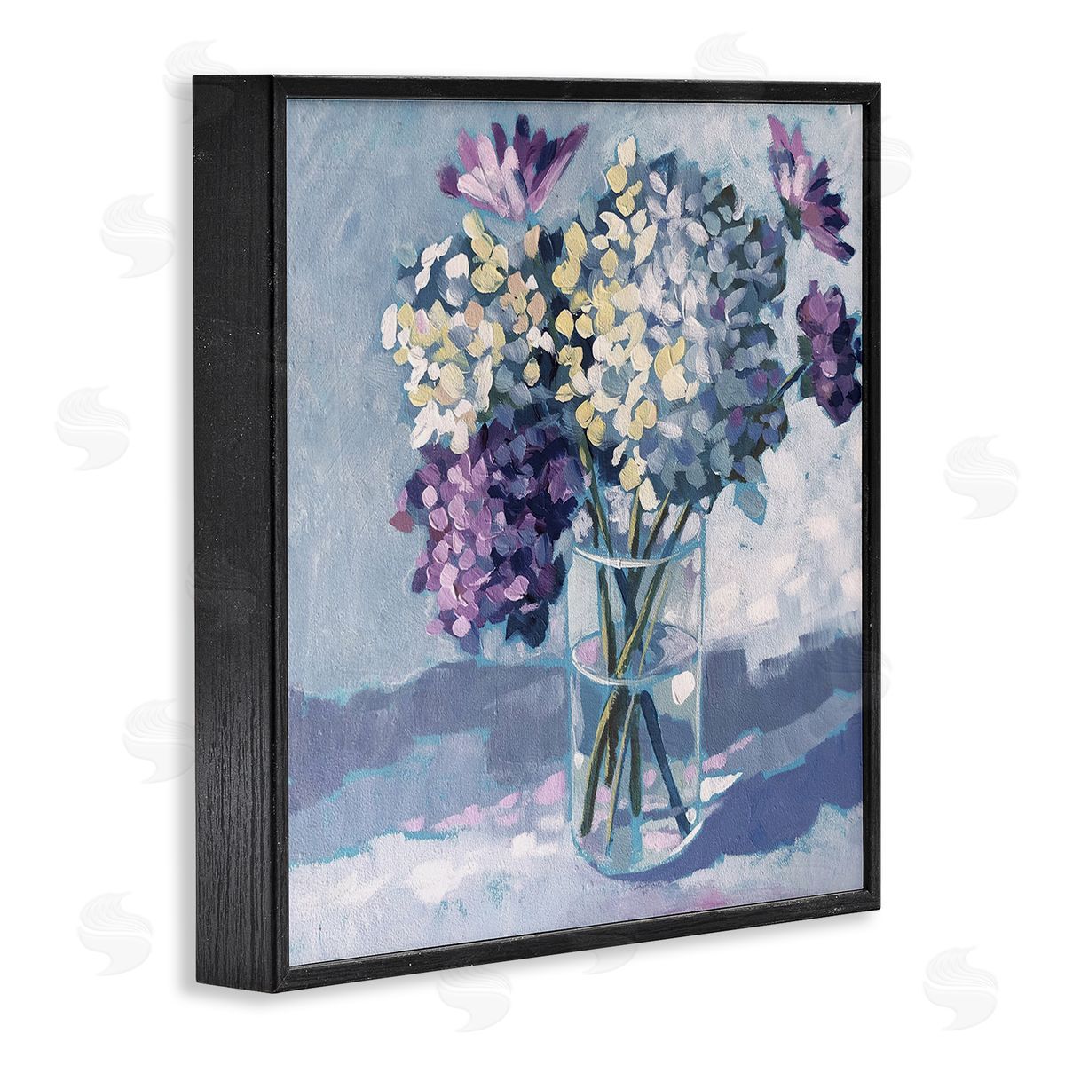 Sue Riger Purple Hydrangea Flower Bouquet Layered Blossoms Arrangement Black Framed Glicee Wall Art Print