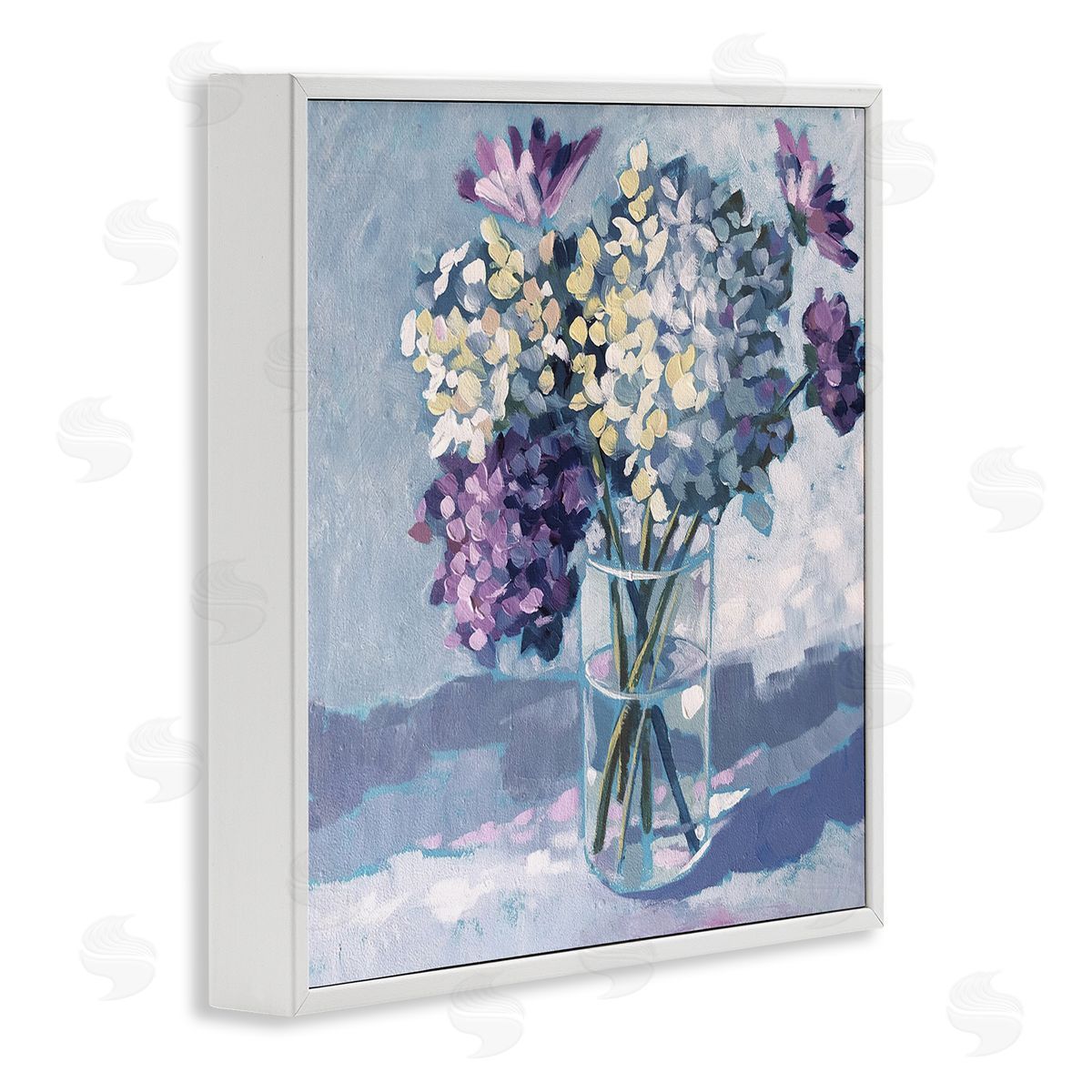 Sue Riger Purple Hydrangea Flower Bouquet Layered Blossoms Arrangement White Framed Glicee Wall Art Print