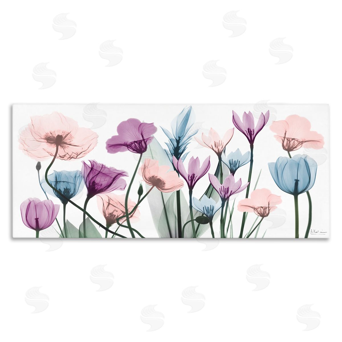 Modern Translucent Pastel Tulips Canvas Wall Art, Home Decor by Albert Koetsier