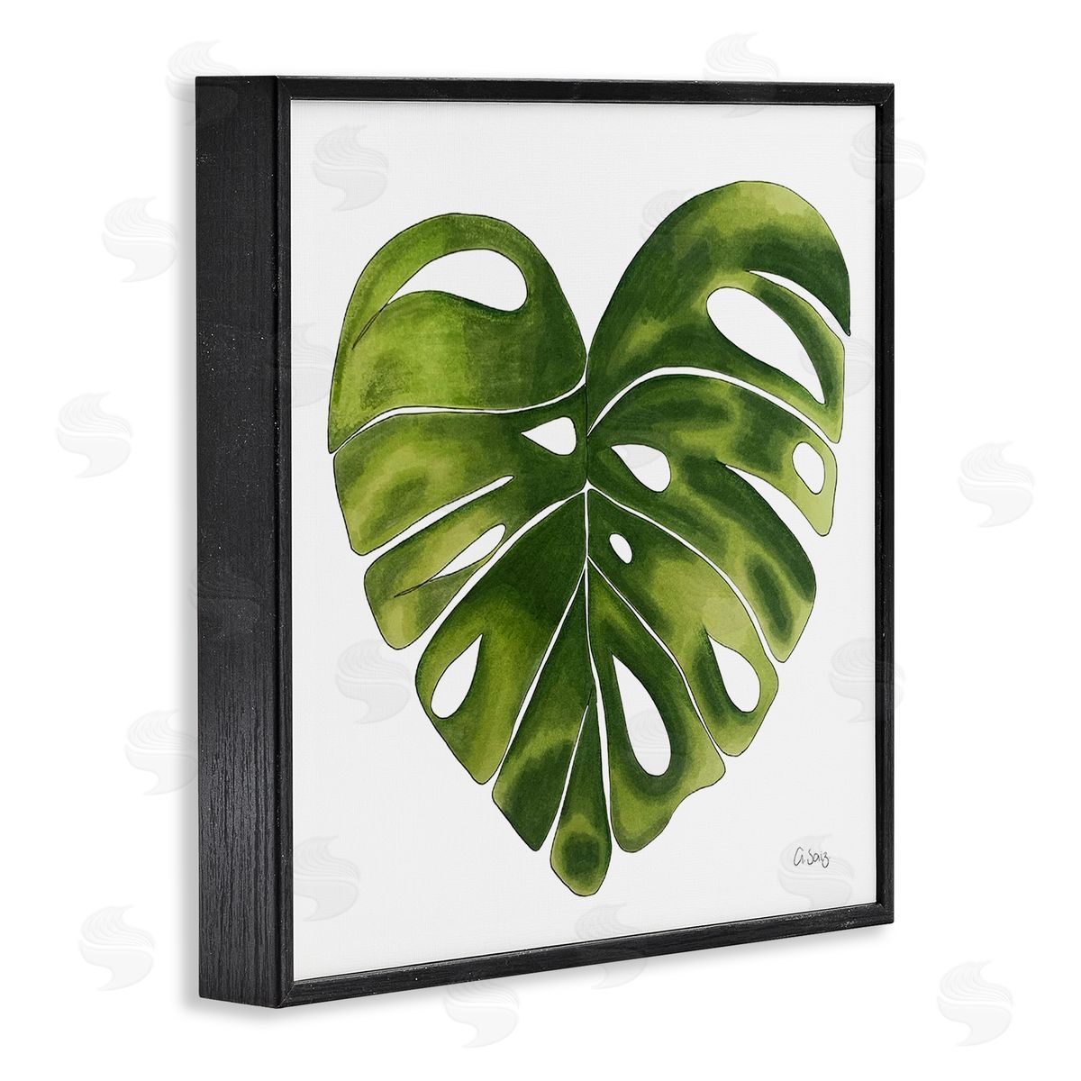 Ale Saiz Studio Chic Green Monstera House Plant Leaf Botanical Black Framed Glicee Wall Art Print