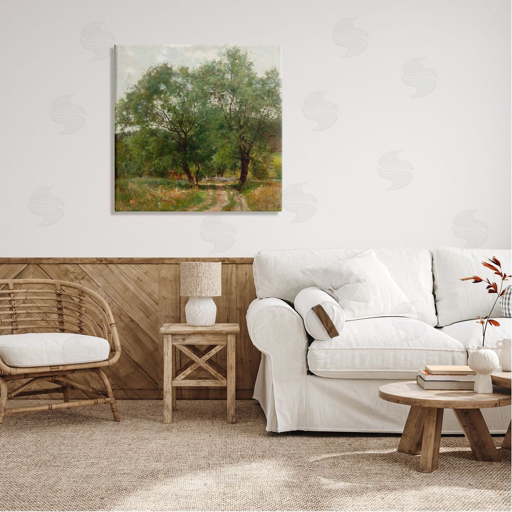 Alpenglow Workshop Dirt Road Path Trees Rural Detailed Painting Canvas Wall Art in Room