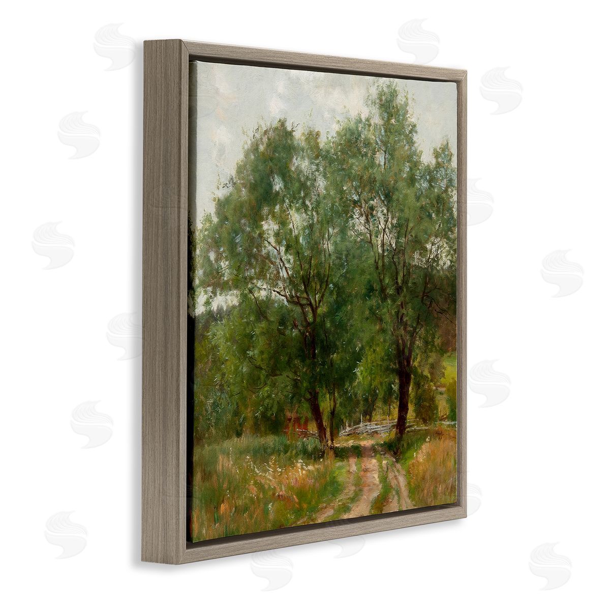 Alpenglow Workshop Dirt Road Path Trees Rural Detailed Painting Brown Floating Frame Canvas Wall Art Print