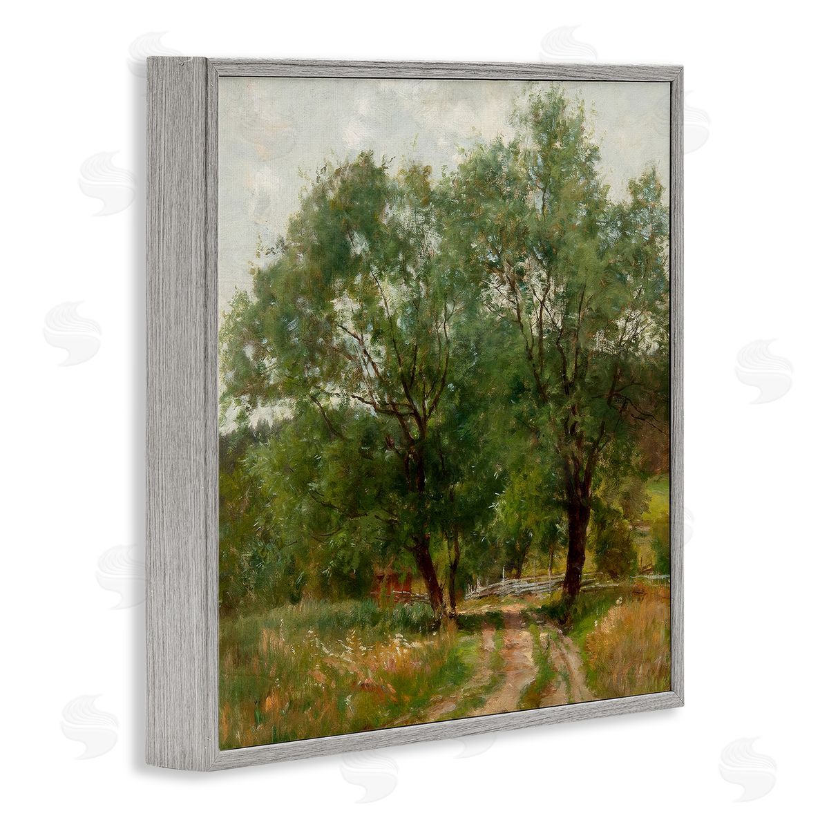 Alpenglow Workshop Dirt Road Path Trees Rural Detailed Painting Gray Framed Glicee Wall Art Print