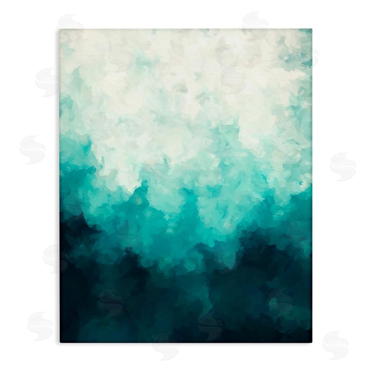 Alpenglow Workshop Blue & Green Abstract Underwater Sea Waves Bubbles Stretched Canvas Wall Art Print