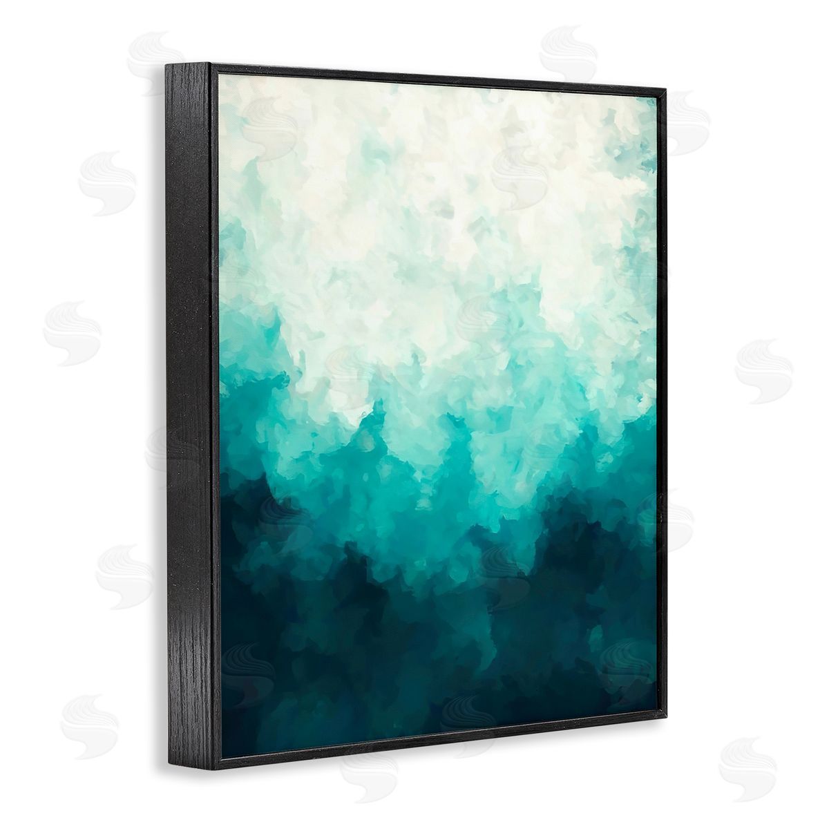 Alpenglow Workshop Blue & Green Abstract Underwater Sea Waves Bubbles Black Framed Giclee Wall Art Print