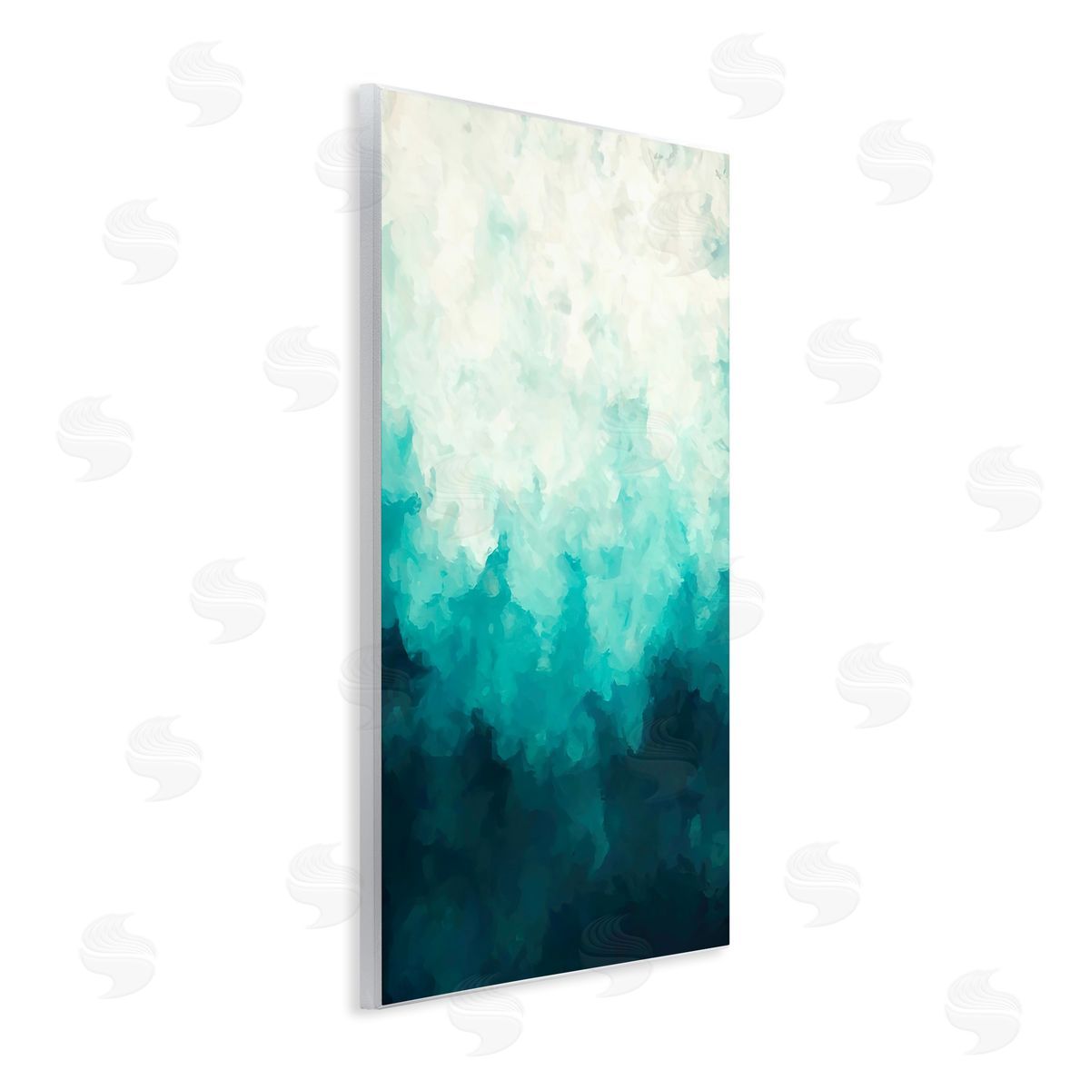 Alpenglow Workshop Blue & Green Abstract Underwater Sea Waves Bubbles Wall Plaque Art Print