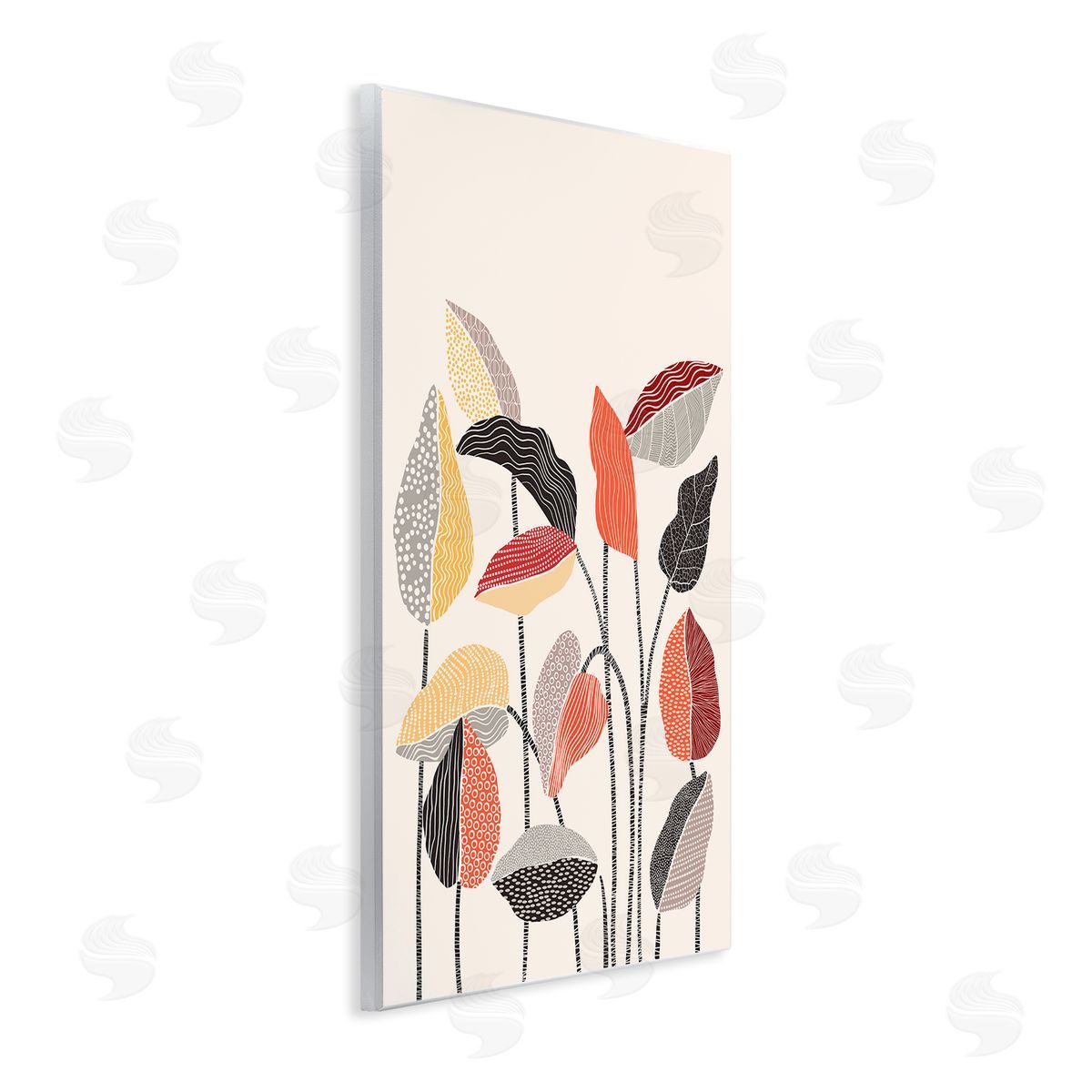 Ioana Horvat Modern Stripes Squiggle Pattern Flower Sprigs Botanical  Wall Plaque Art Print