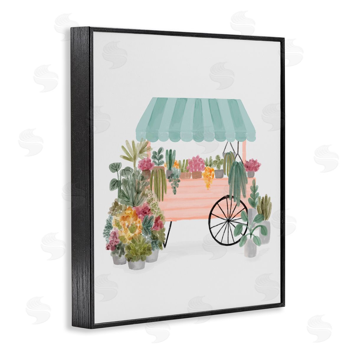 Nina Muis Surface Quaint Floral Succulents Potted Plants Wagon Canopy Black Framed Giclee Wall Art Print