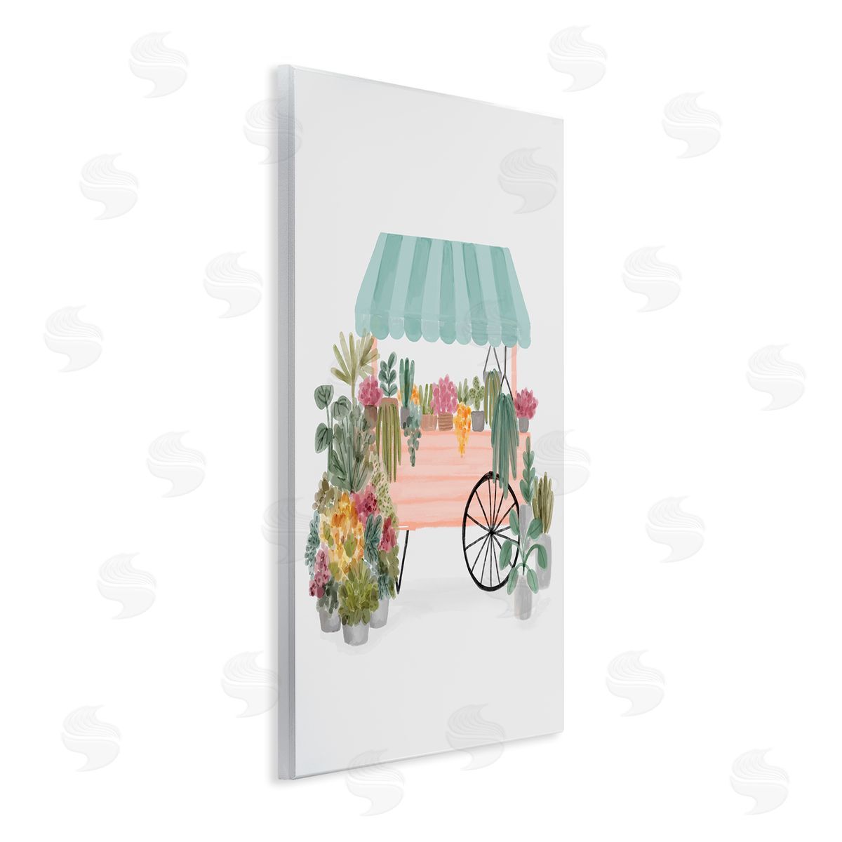 Nina Muis Surface Quaint Floral Succulents Potted Plants Wagon Canopy Wall Plaque Art Print