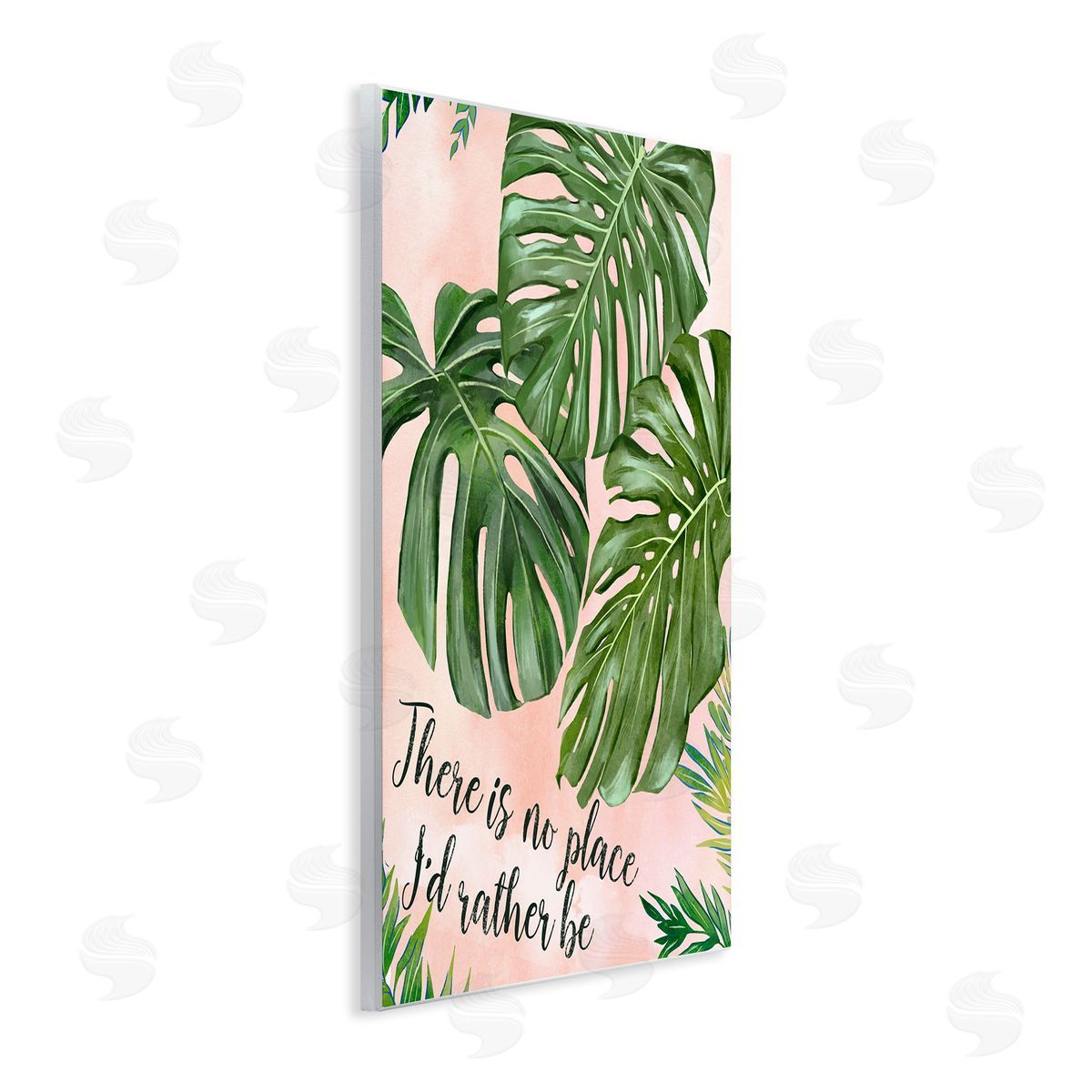 Ziwei Li No Place I'd Rather Be Calligraphy Monstera Botanical Leaves Wall Plaque Art Print