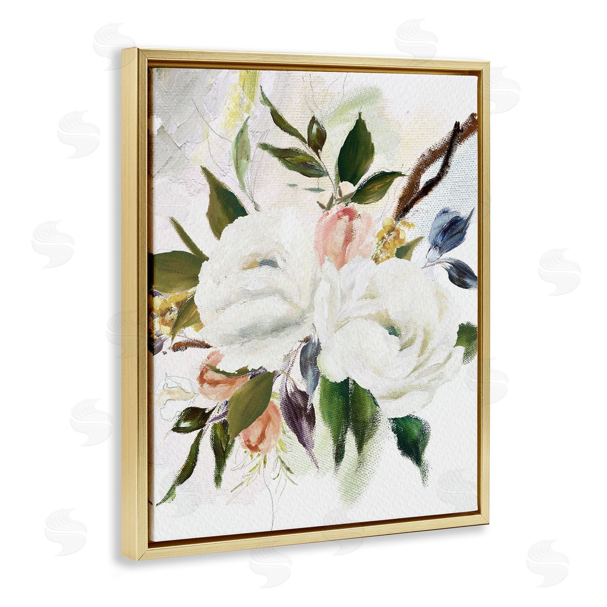 Amy Brinkman White Pink Mixed Flower Buds Blooming Classic Painting  Gold Floating Frame Canvas Wall Art Print