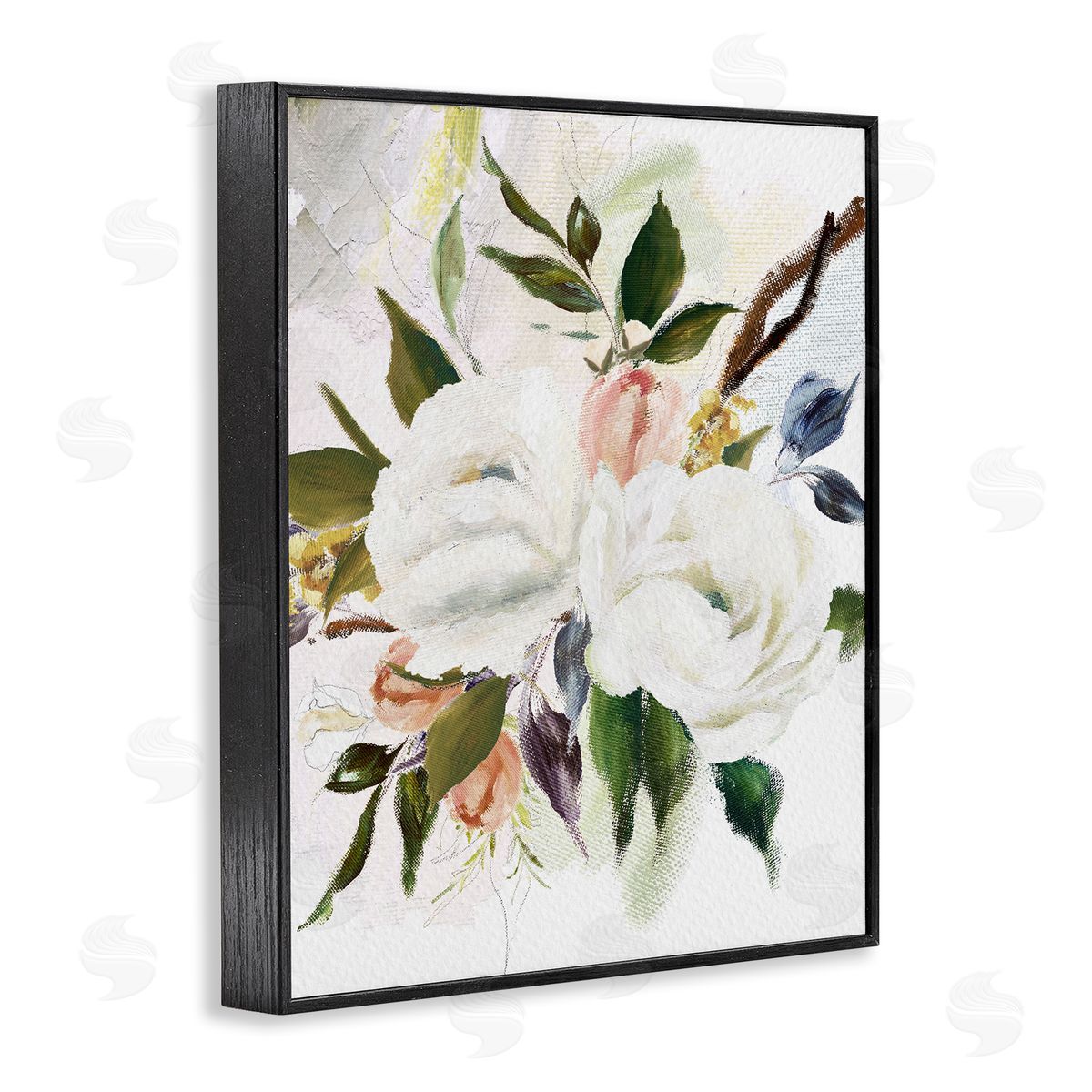 Amy Brinkman White Pink Mixed Flower Buds Blooming Classic Painting  Black Framed Giclee Wall Art Print