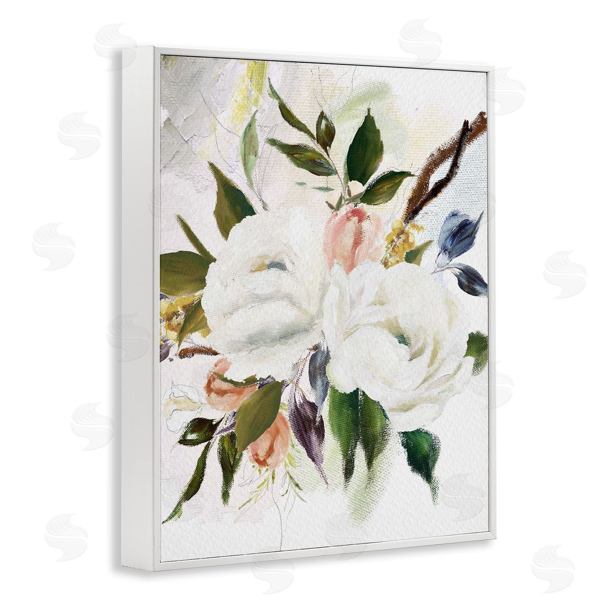 Amy Brinkman White Pink Mixed Flower Buds Blooming Classic Painting  White Framed Giclee Wall Art Print