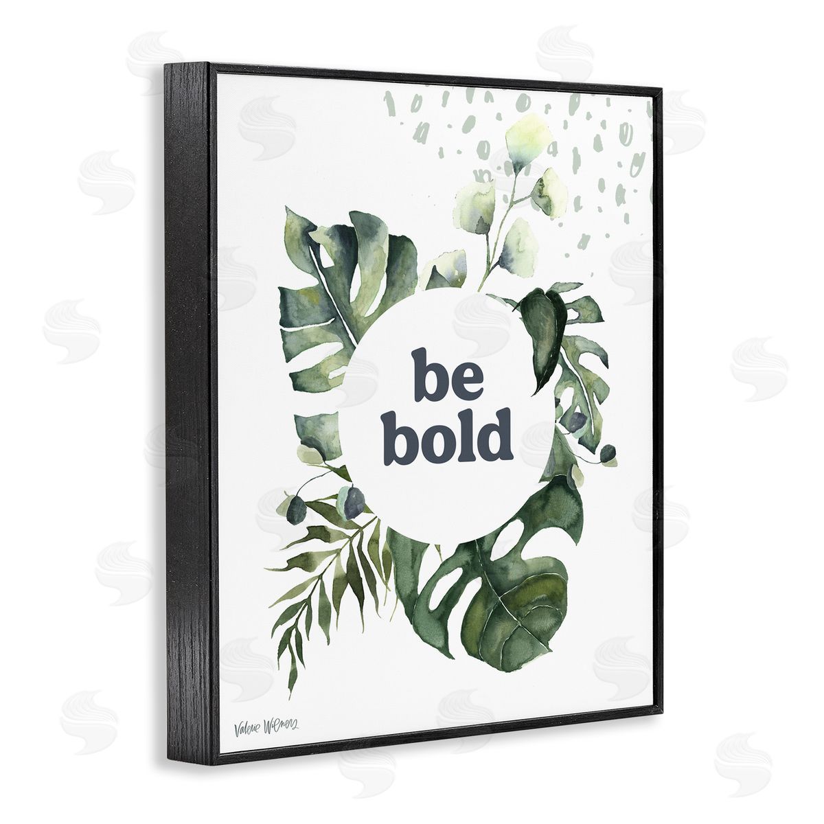 Valerie Wieners Be Bold Phrase Text Botanical Leaf Black Framed Giclee Wall Art Print