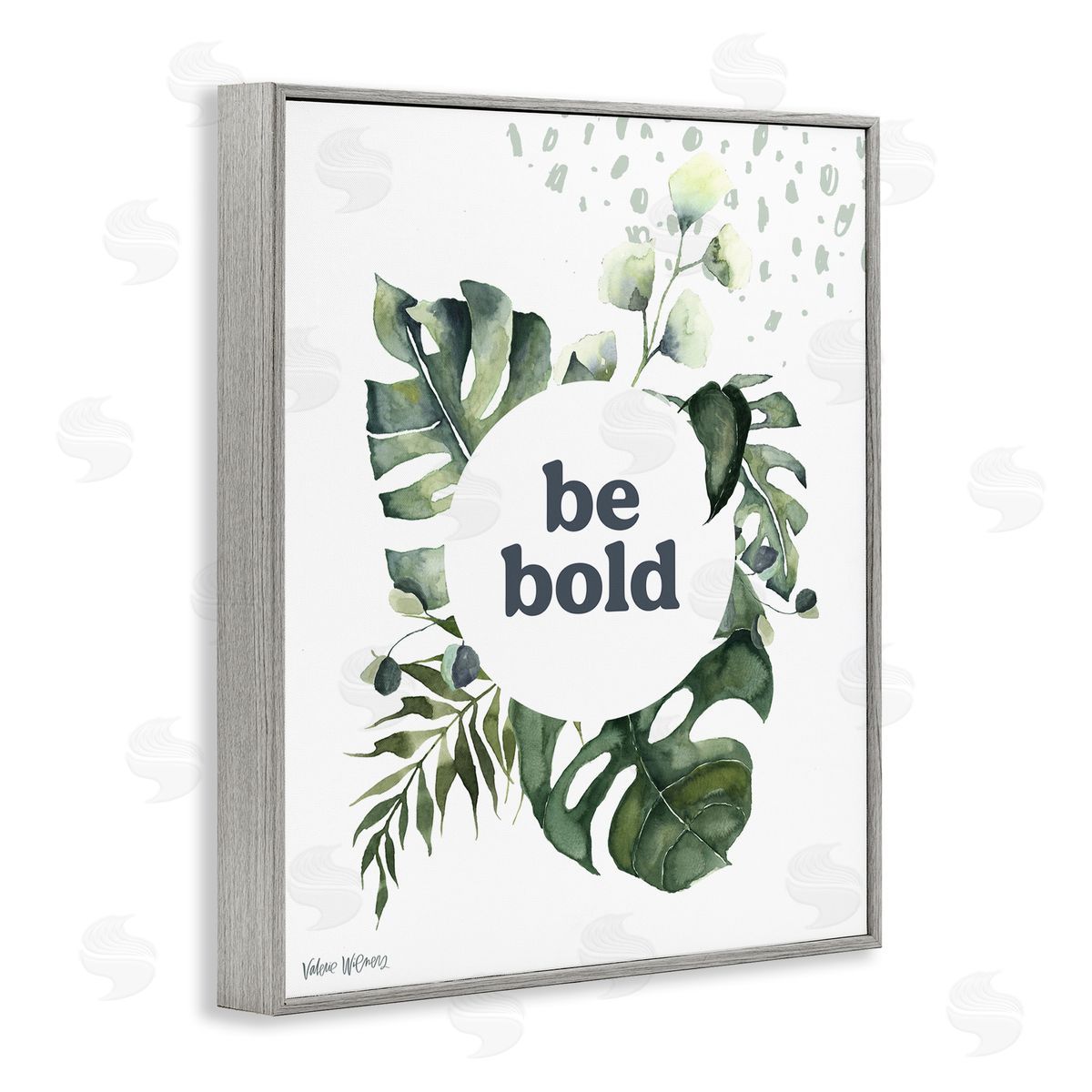 Valerie Wieners Be Bold Phrase Text Botanical Leaf Gray Framed Giclee Wall Art Print