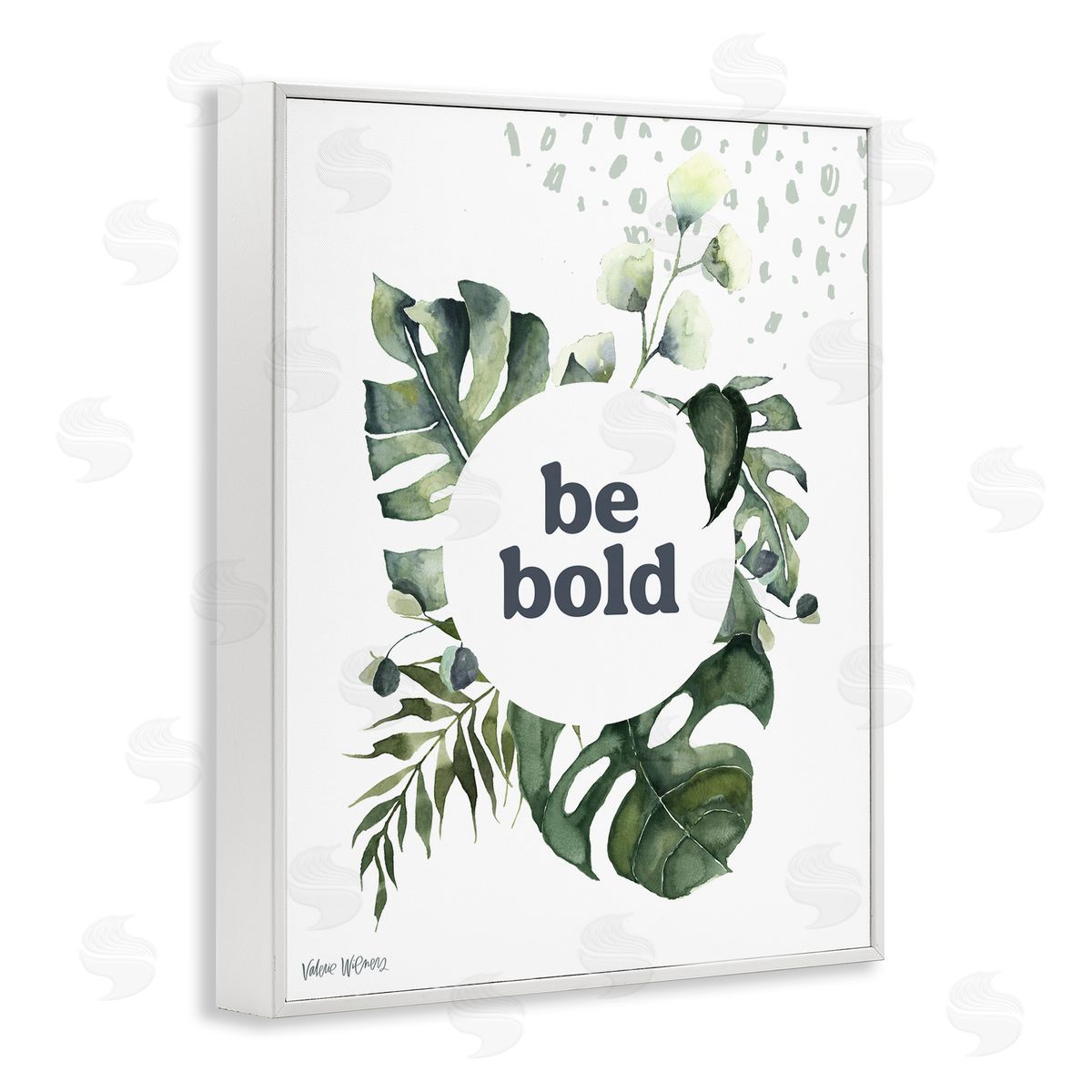 Valerie Wieners Be Bold Phrase Text Botanical Leaf White Framed Giclee Wall Art Print