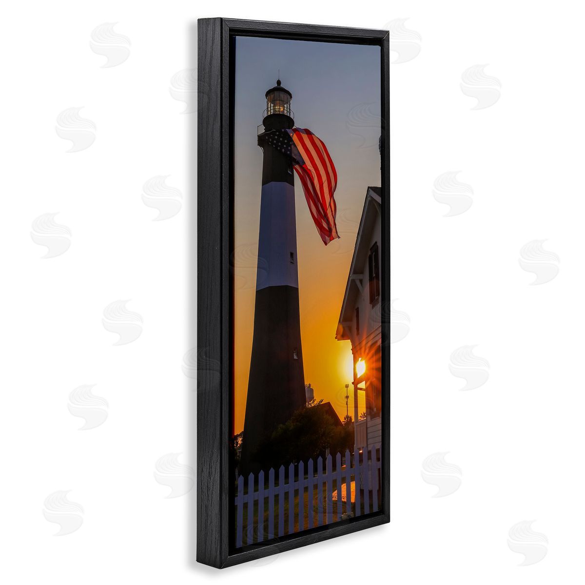 Daniel Sproul Seaside American Flag Lighthouse Beacon Sunset Rays