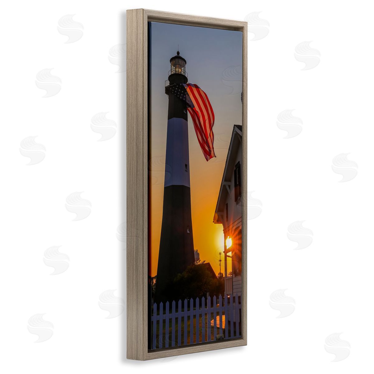 Daniel Sproul Seaside American Flag Lighthouse Beacon Sunset Rays