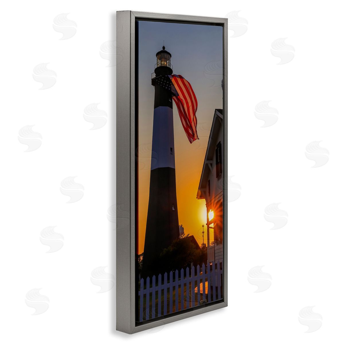 Daniel Sproul Seaside American Flag Lighthouse Beacon Sunset Rays