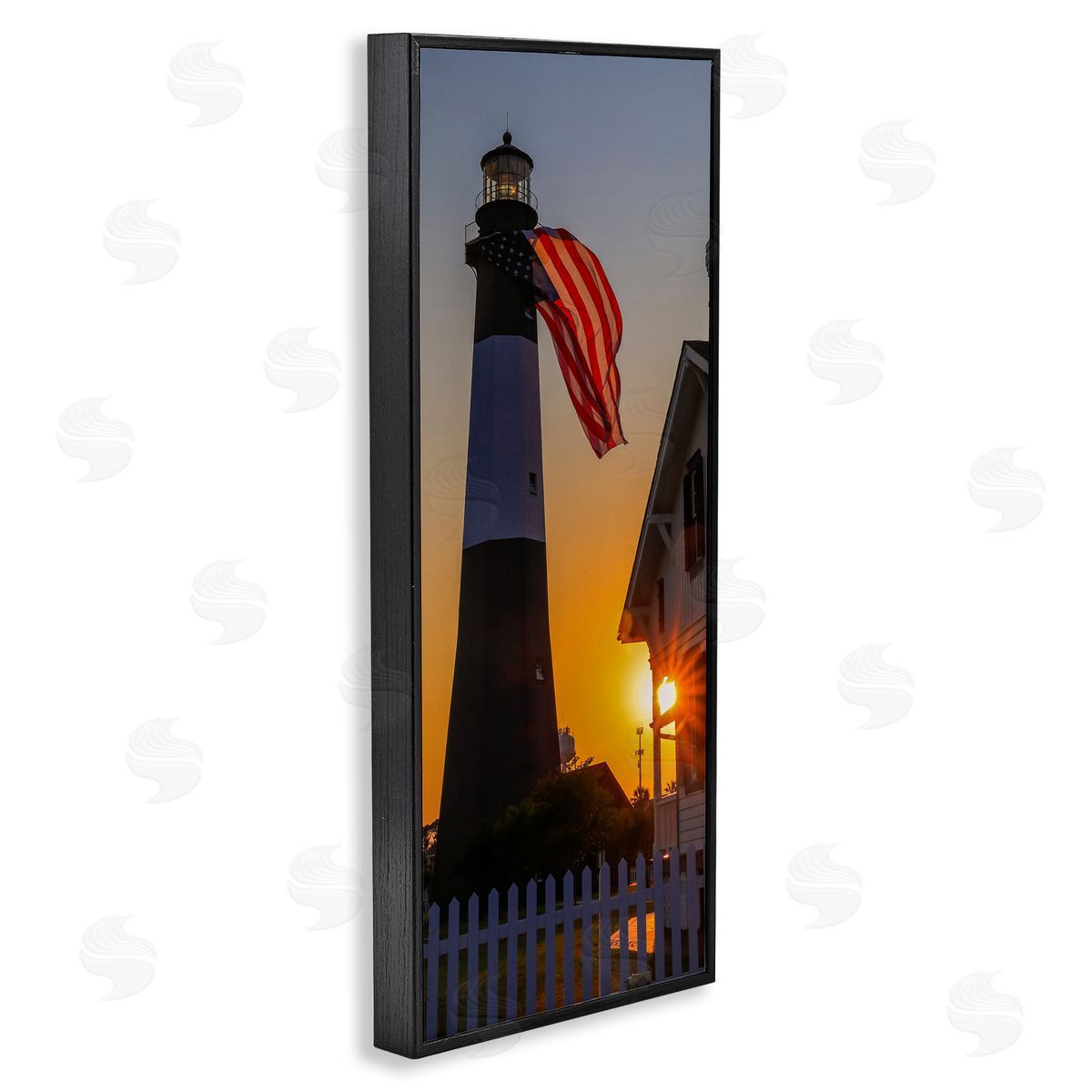 Daniel Sproul Seaside American Flag Lighthouse Beacon Sunset Rays