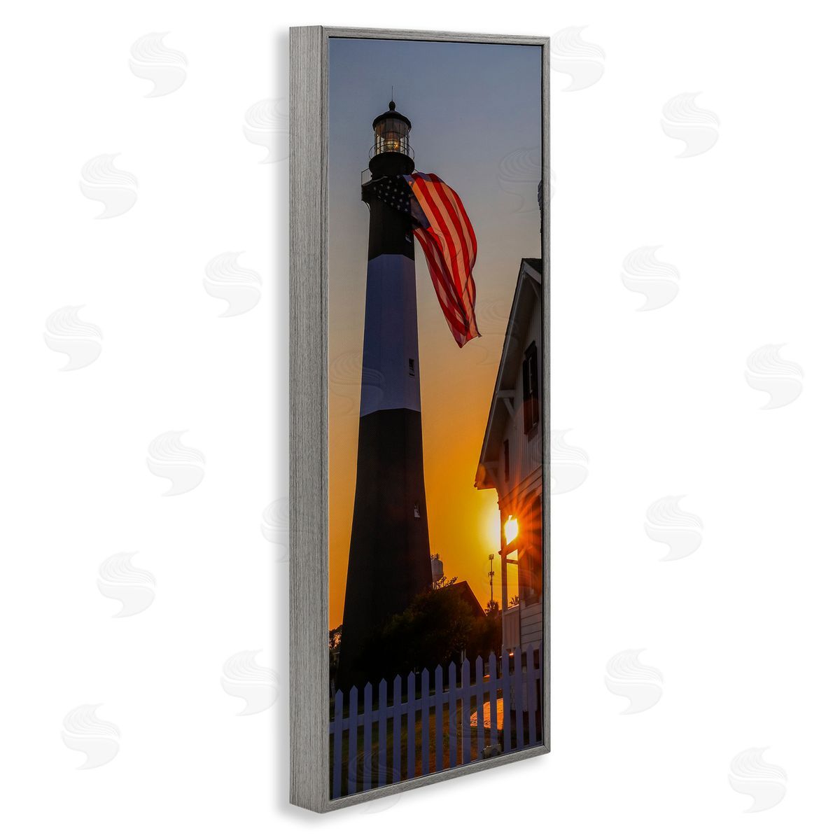 Daniel Sproul Seaside American Flag Lighthouse Beacon Sunset Rays