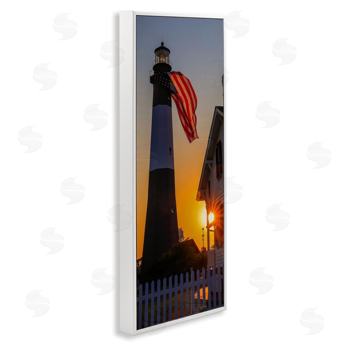 Daniel Sproul Seaside American Flag Lighthouse Beacon Sunset Rays