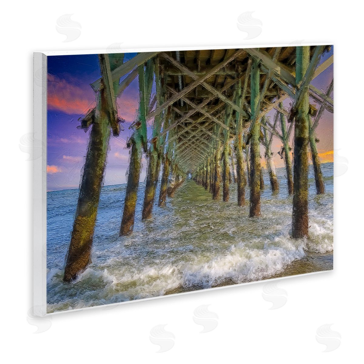 Daniel Sproul Ocean Foam Underneath Boardwalk Bridge Dock Sunset  Wall Plaque Art Print
