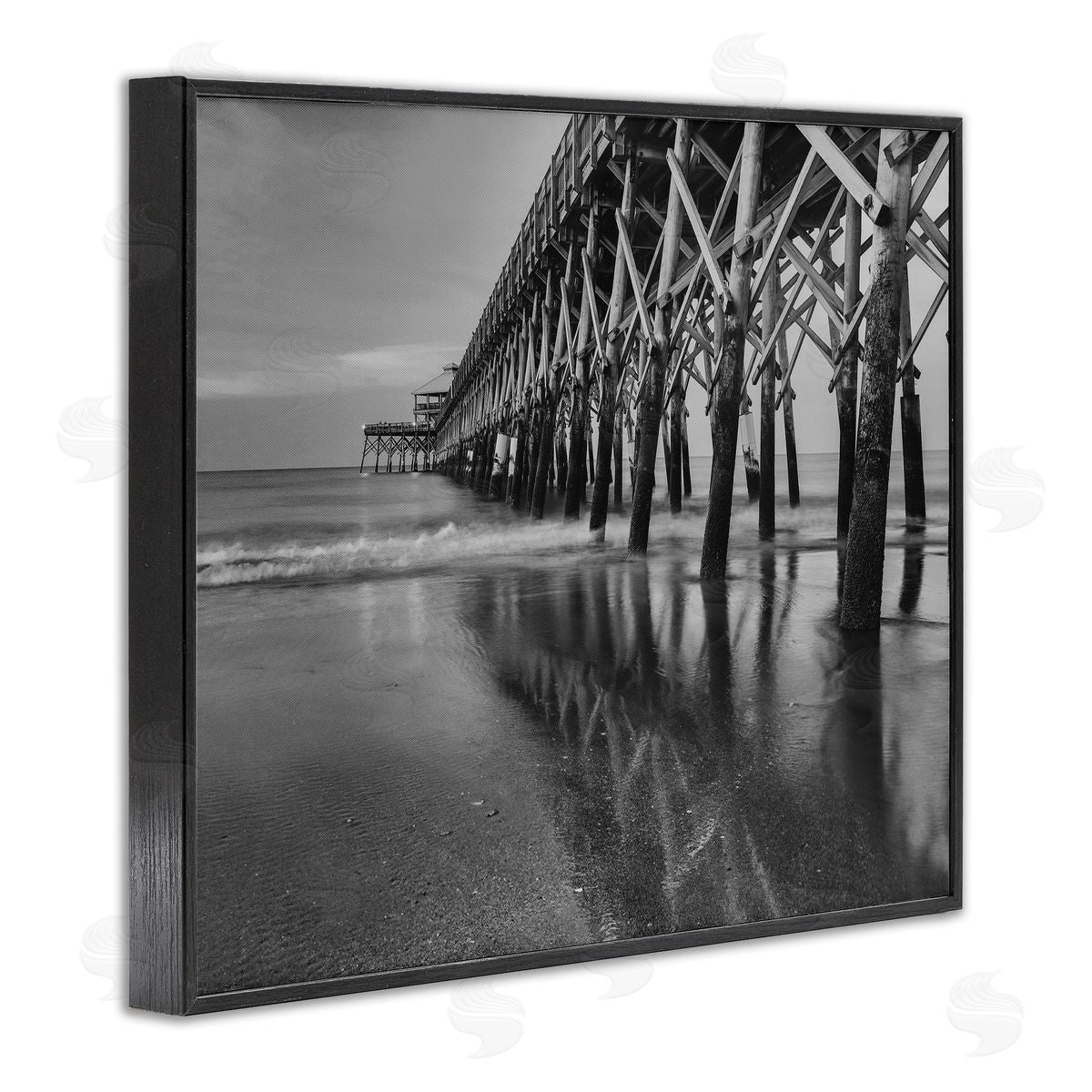 Daniel Sproul Grayscale Ocean Photography Tall Water Bridge Dock  Black Framed Giclee Wall Art Print