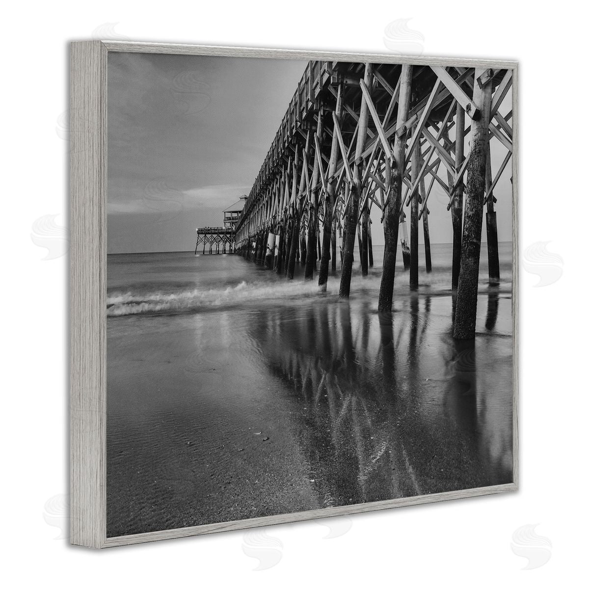 Daniel Sproul Grayscale Ocean Photography Tall Water Bridge Dock  Gray Framed Giclee Wall Art Print