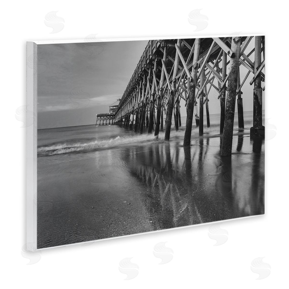 Daniel Sproul Grayscale Ocean Photography Tall Water Bridge Dock  Wall Plaque Art Print