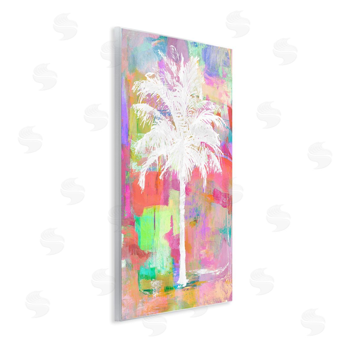 Kristen Drew Bold Blocked Tropical White Palm Tree Wall Plaque Art Print