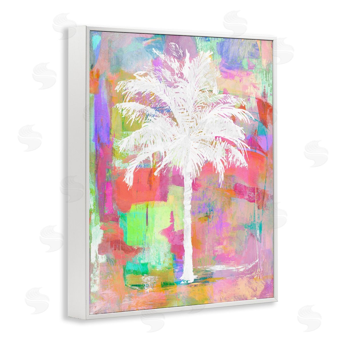 Kristen Drew Bold Blocked Tropical White Palm Tree White Framed Giclee Wall Art Print