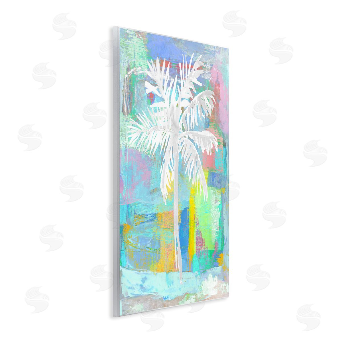Kristen Drew Tropical White Palm Tree Vivid Brushstrokes Abstract Wall Plaque Art Print