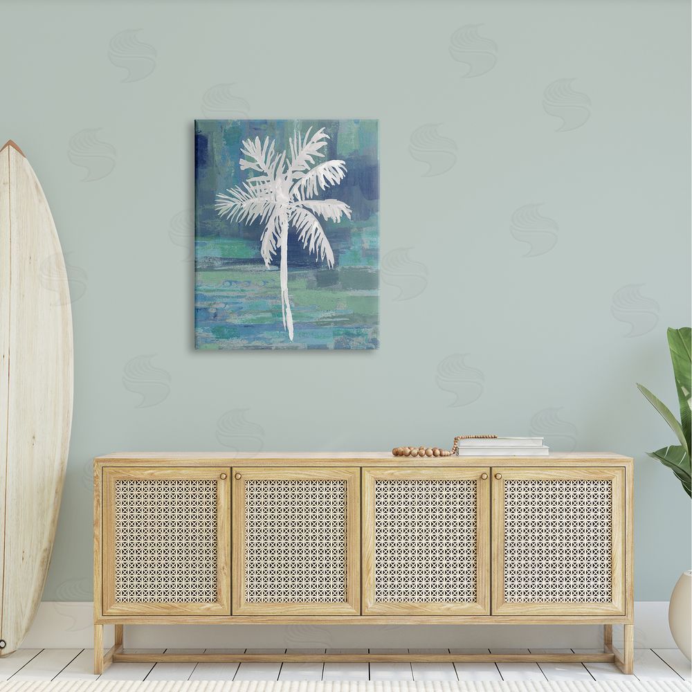 Kristen Drew White Palm Tree Leaves Abstract Green  Canvas Wall Art Print in Room