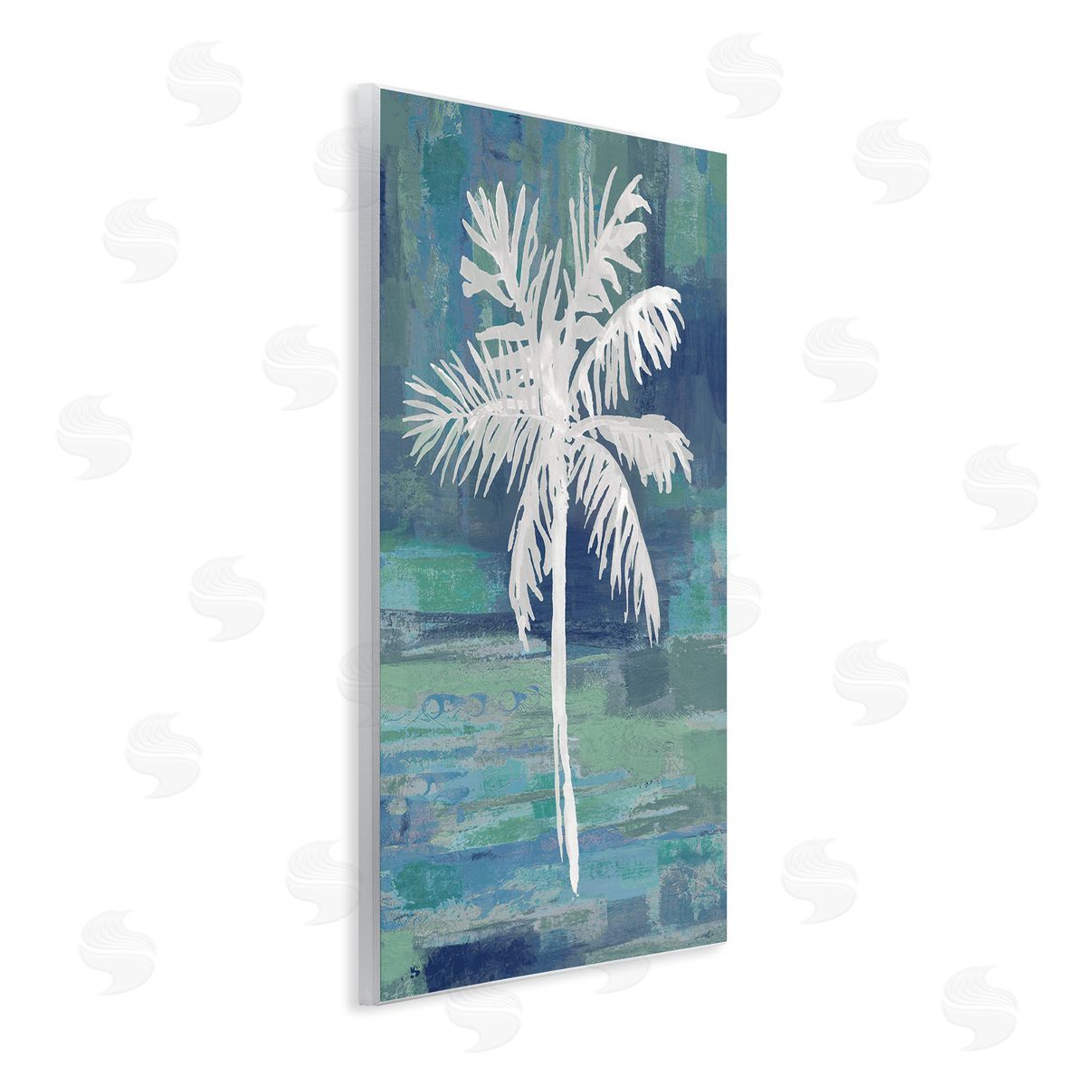 Kristen Drew White Palm Tree Leaves Abstract Green  Wall Plaque Art Print