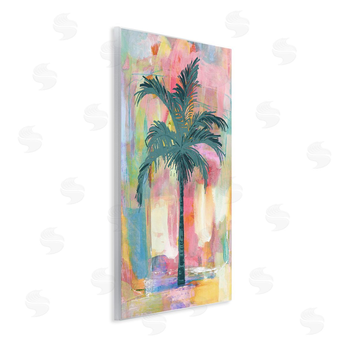 Kristen Drew Tropical Palm Tree Abstract Pink Yellow  Wall Plaque Art Print
